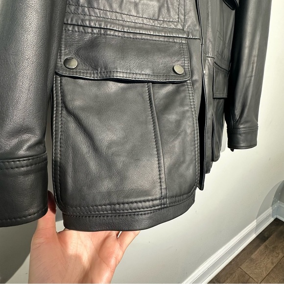 BOSS Hugo Boss 100% Goat Skin Leather Biker Jacket Men Size 40R NWOT - Picture 3 of 16